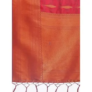 Women's Banarasi Silk Printed Saree with Blouse – Maroon