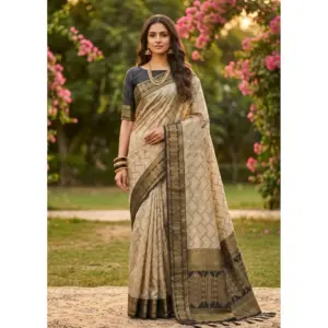 Women's Cotton Printed Saree with Blouse – Multicolor