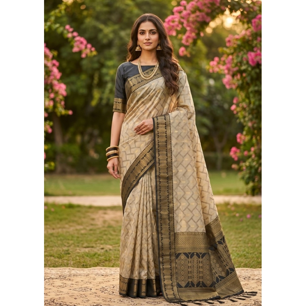 Women's Cotton Printed Saree with Blouse – Multicolor
