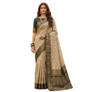 Women's Cotton Printed Saree with Blouse – Multicolor