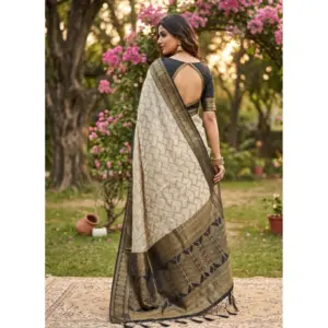 Women's Cotton Printed Saree with Blouse – Multicolor