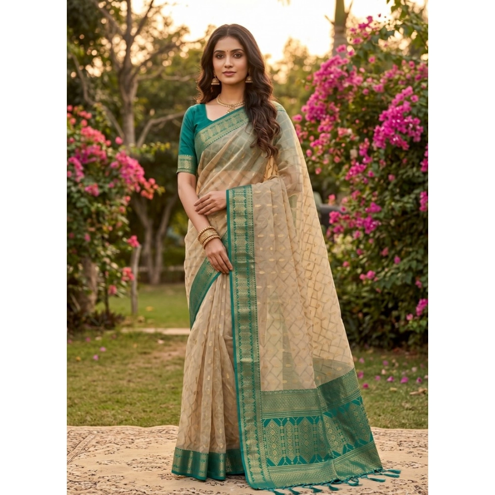 Women's Cotton Printed Saree with Blouse – Multicolor