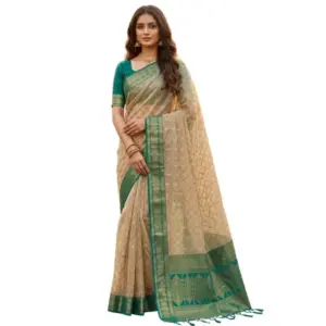 Women's Cotton Printed Saree with Blouse – Multicolor