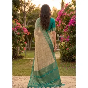 Women's Cotton Printed Saree with Blouse – Multicolor