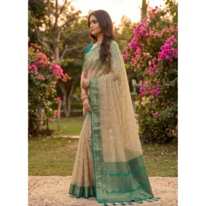 Women's Cotton Printed Saree with Blouse – Multicolor
