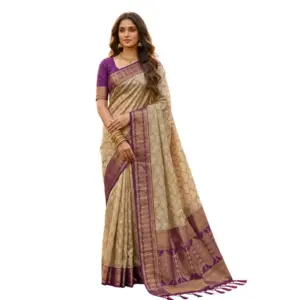 Women's Cotton Printed Saree with Blouse – Multicolor