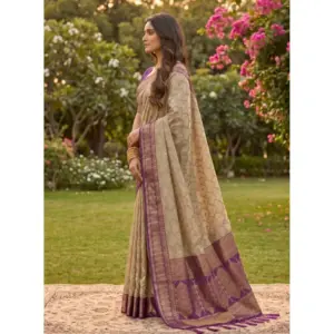 Women's Cotton Printed Saree with Blouse – Multicolor