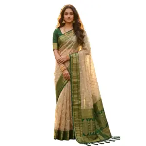 Women's Cotton Printed Saree with Blouse – Multicolor