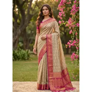 Women's Cotton Printed Saree with Blouse – Multicolor