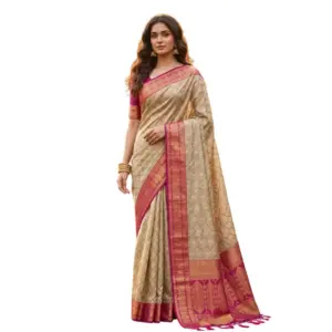Women's Cotton Printed Saree with Blouse – Multicolor