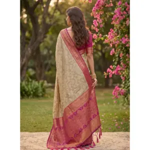Women's Cotton Printed Saree with Blouse – Multicolor