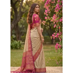 Women's Cotton Printed Saree with Blouse – Multicolor