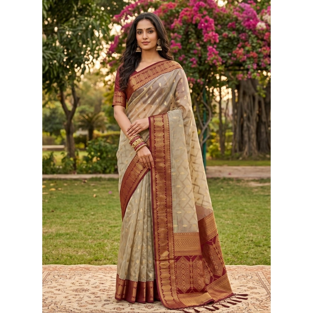 Women's Cotton Printed Saree with Blouse – Multicolor