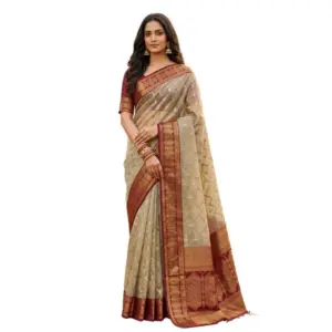 Women's Cotton Printed Saree with Blouse – Multicolor