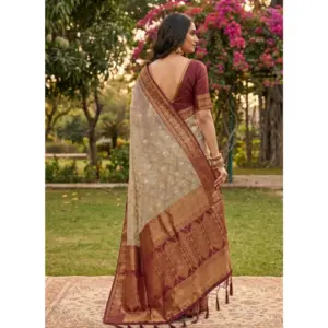 Women's Cotton Printed Saree with Blouse – Multicolor
