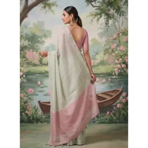 Women's Tissue Silk Solid Saree with Blouse – Silver
