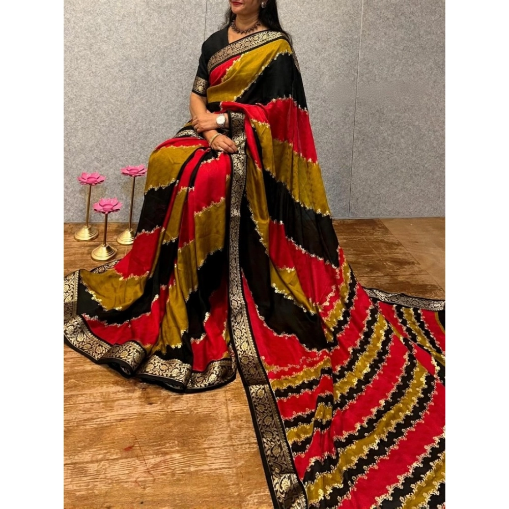 Women's Dola Silk Embellished Saree with Blouse – Multicolor
