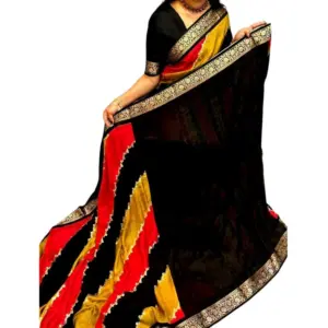 Women's Dola Silk Embellished Saree with Blouse – Multicolor