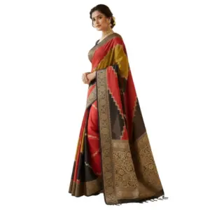 Women's Dola Silk Embellished Saree with Blouse – Multicolor