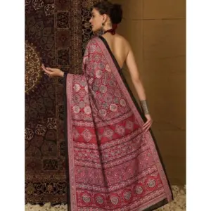 Women's Crepe Printed Saree with Blouse – Maroon