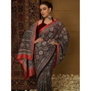 Women's Crepe Printed Saree with Blouse – Multicolor
