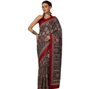 Women's Crepe Printed Saree with Blouse – Multicolor