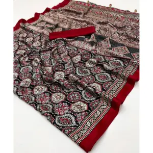 Women's Crepe Printed Saree with Blouse – Multicolor