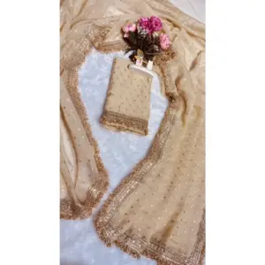 Women's Silk Embellished Saree with Blouse – Beige