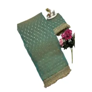Women's Silk Embellished Saree with Blouse – Green