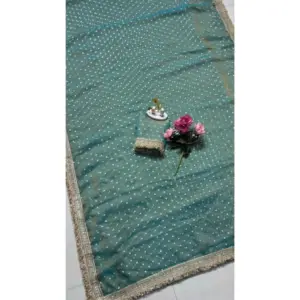 Women's Silk Embellished Saree with Blouse – Green