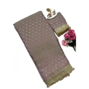 Women's Silk Embellished Saree with Blouse – Lavender