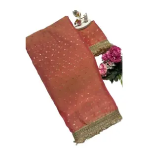 Women's Silk Embellished Saree with Blouse – Peach