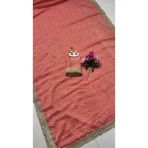 Women's Silk Embellished Saree with Blouse – Peach