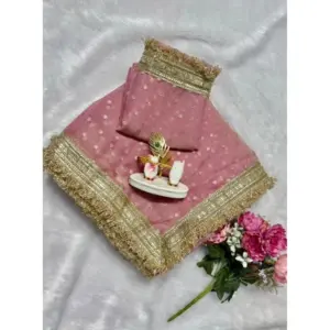 Women's Silk Embellished Saree with Blouse – Pink