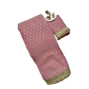 Women's Silk Embellished Saree with Blouse – Pink