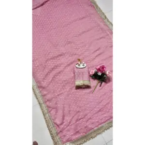 Women's Silk Embellished Saree with Blouse – Pink