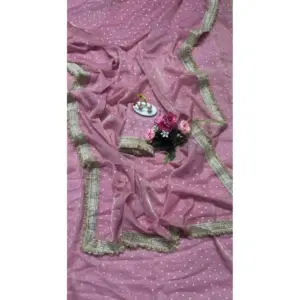 Women's Silk Embellished Saree with Blouse – Pink