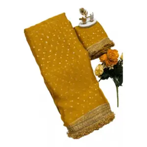Women's Silk Embellished Saree with Blouse – Yellow