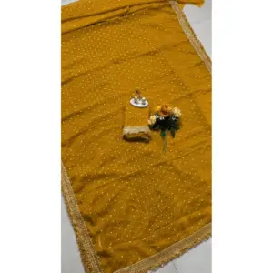 Women's Silk Embellished Saree with Blouse – Yellow