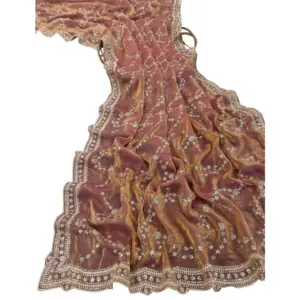 Women's Silk Embellished Saree with Blouse – Peach