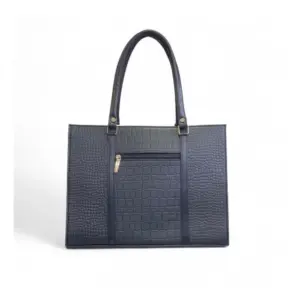 Women's Polyurethane Croco Shoulder Tote Bag (Black)