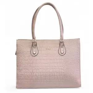 Women's Polyurethane Croco Shoulder Tote Bag (Beige)