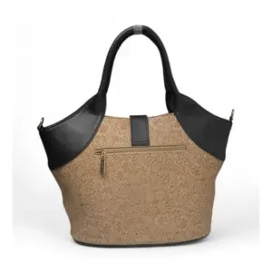Women's Polyurethane Textured Two-Tone Tote Handbag with Adjustable & Removable Strap (Beige)