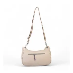 Women's Polyurethane Floral Embroidered Crossbody Sling Bag with Adjustable & Removable Strap (Beige)