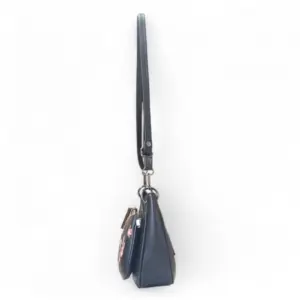 Women's Polyurethane Floral Embroidered Crossbody Sling Bag with Adjustable & Removable Strap (Black)