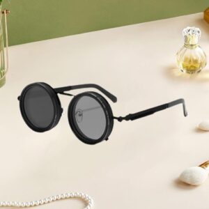 Metal Adjustable Tint Sunglasses (Black)