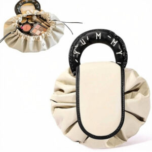 Polyester Lazy Makeup Organizer Bag (Beige-Black)