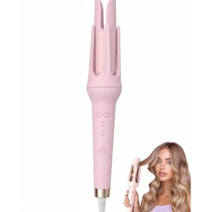 Plastic-Stainless Steel Automatic Hair Curler (Pink)