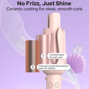 Plastic-Stainless Steel Automatic Hair Curler (Pink)