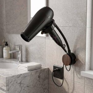 Wood-Plastic Hair Dryer Holder (Black)